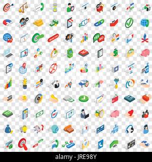 100 business payment icons set, isometric 3d style Stock Vector