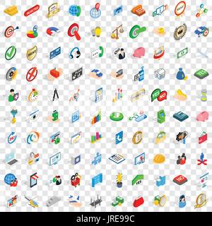 100 business planning icons set, isometric style Stock Vector