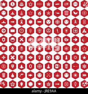 100 logotype icons hexagon red Stock Vector