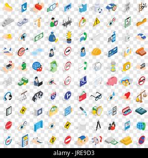100 care icons set, isometric 3d style Stock Vector