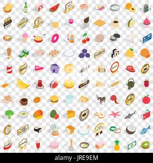 100 chef icons set, isometric 3d style Stock Vector