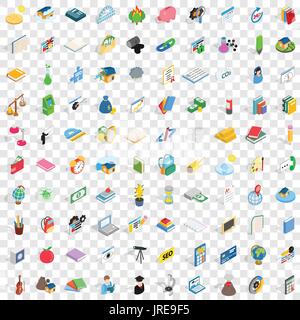 100 chemistry icons set, isometric 3d style Stock Vector