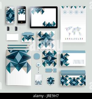 Corporate identity template with color elements. Vector company business style for brandbook, report and guideline. Stock Vector