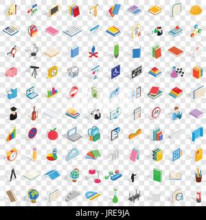 100 college and school icons set Stock Vector