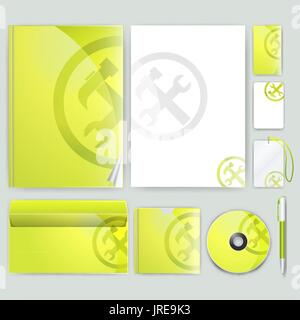 Corporate identity template with color elements. Vector company business style for brandbook, report and guideline. Stock Vector