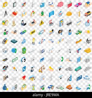 100 company icons set, isometric 3d style Stock Vector