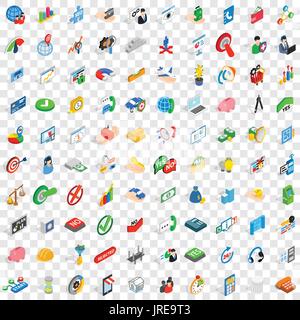 100 creative icons set, isometric 3d style Stock Vector