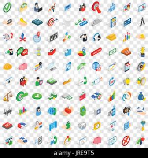100 creative idea icons set, isometric 3d style Stock Vector