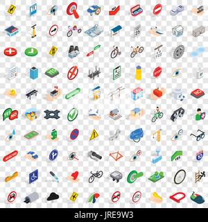 100 cross icons set, isometric 3d style Stock Vector