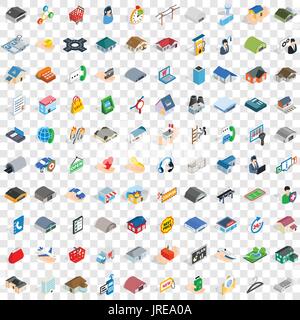 100 deposit icons set, isometric 3d style Stock Vector