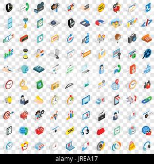 100 device icons set, isometric 3d style Stock Vector