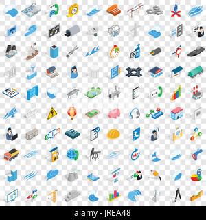 100 electricity icons set, isometric 3d style Stock Vector