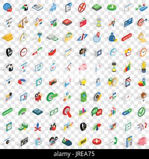 100 exchange icons set, isometric 3d style Stock Vector