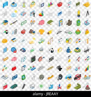 100 feedback icons set, isometric 3d style Stock Vector