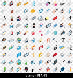 100 frame icons set, isometric 3d style Stock Vector