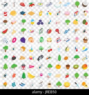 100 health icons set, isometric 3d style Stock Vector