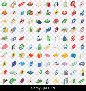 100 helpful icons set, isometric 3d style Stock Vector