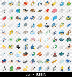 100 home repair icons set, isometric 3d style Stock Vector