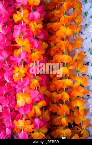 HI00454-00...HAWAI'I - Fake leis in a store front on the island of Hawai'i. Stock Photo