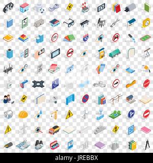 100 innovation icons set, isometric 3d style Stock Vector