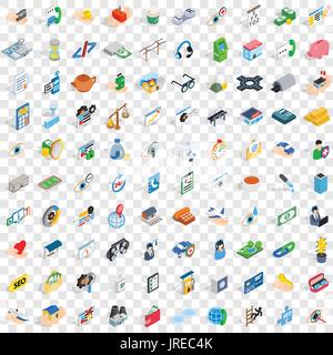 100 medicine icons set, isometric 3d style Stock Vector