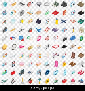 100 online shopping icons set, isometric 3d style Stock Vector