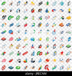 100 payment icons set, isometric 3d style Stock Vector