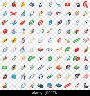 100 plan icons set, isometric 3d style Stock Vector