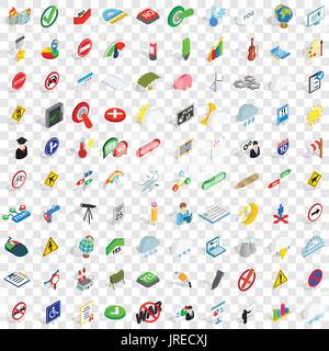 100 pointer icons set, isometric 3d style Stock Vector
