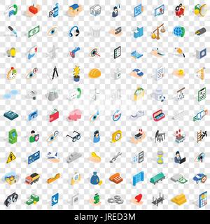 100 quality control icons set, isometric 3d style Stock Vector