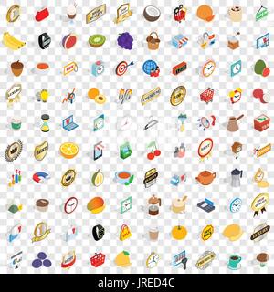 100 reclame icons set, isometric 3d style Stock Vector