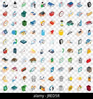 100 renovation icons set, isometric 3d style Stock Vector
