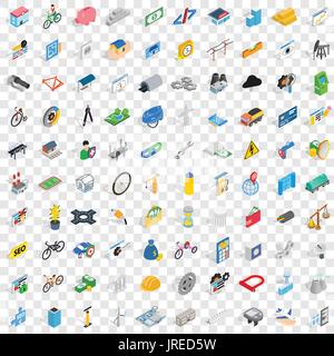 100 repair icons set, isometric 3d style Stock Vector