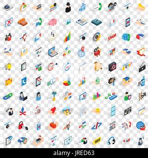 100 research development icons set Stock Vector