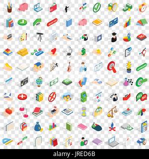 100 right icons set, isometric 3d style Stock Vector