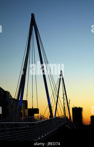 Wynyard Crossing bridge between Viaduct Harbour and Wynyard Quarter, Auckland waterfront, North Island, New Zealand Stock Photo