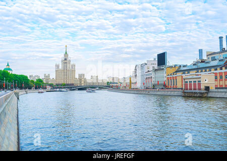 Beautiful residential Stalin skyscraper on Kotelnicheskaya embankment in Moscow, Russia Stock Photo