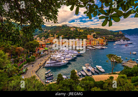 Italy Liguria Mount of Portofino Park - Portofino Bay Stock Photo