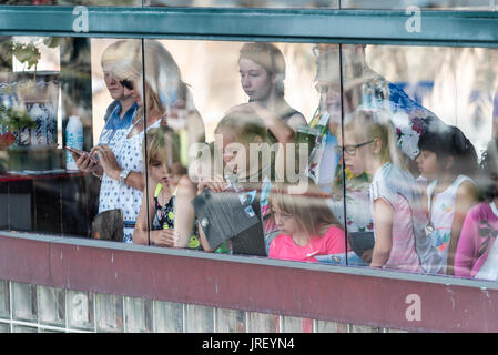 Huntington Beach, USA. 04 August, 2017. Surfing Hall of Fame induction ceremony of Mick Fanning (AUS) and Bethany Hamilton (USA-Hawaii) in front of Huntington Surf and Sport on Main Street, Huntington Beach, CA. Credit: Benjamin Ginsberg/Alamy Live News. Stock Photo