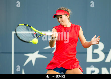 August 04, 2017: Catherine Bellis (USA) in action against Petra Kvitova (CZE) at the Bank of the West Classic being played at the Taube Tennis Stadium in Stanford, California. ©Mal Taam/TennisClix/CSM Stock Photo