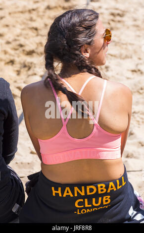 Canford Cliffs, Poole, Dorset, UK. 5th Aug, 2017. British Beach Handball Championships takes place at Canford Cliffs beach today and tomorrow. Credit: Carolyn Jenkins/Alamy Live News Stock Photo