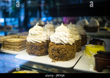 Cakes in a bakery are ready to be bought by someone Stock Photo