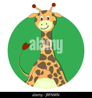 Giraffe cartoon flat icon. Cartoon giraffe app avatar. Vector illustration Stock Photo