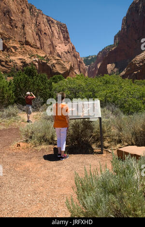 Caucasian Senior Couple at Kolob Canyons at Zion National Park Springdale, Utah USA.. Stock Photo