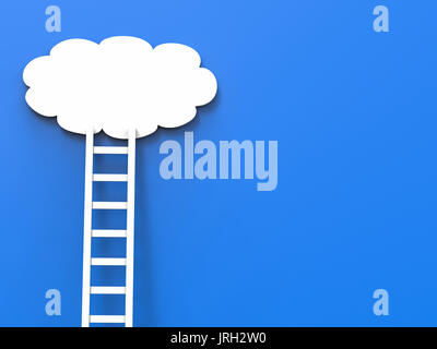 ladder of success concept with white clouds on blue background Stock Photo