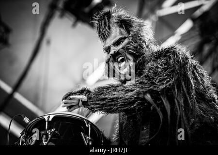 PPL MVR performing at a music festival in British Columbia Canada in black and white. Stock Photo