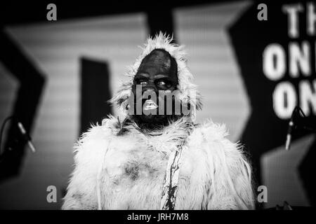 PPL MVR performing at a music festival in British Columbia Canada in black and white. Stock Photo