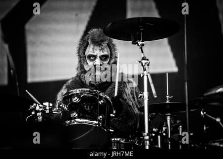 PPL MVR performing at a music festival in British Columbia Canada in black and white. Stock Photo