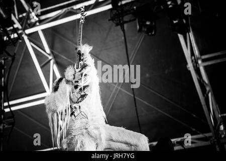 PPL MVR performing at a music festival in British Columbia Canada in black and white. Stock Photo