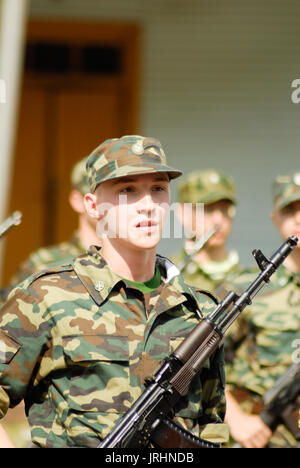 MOROZKI, RUSSIA - July 15, 2006 - Young Russian soldiers on a military Oath day in army Stock Photo
